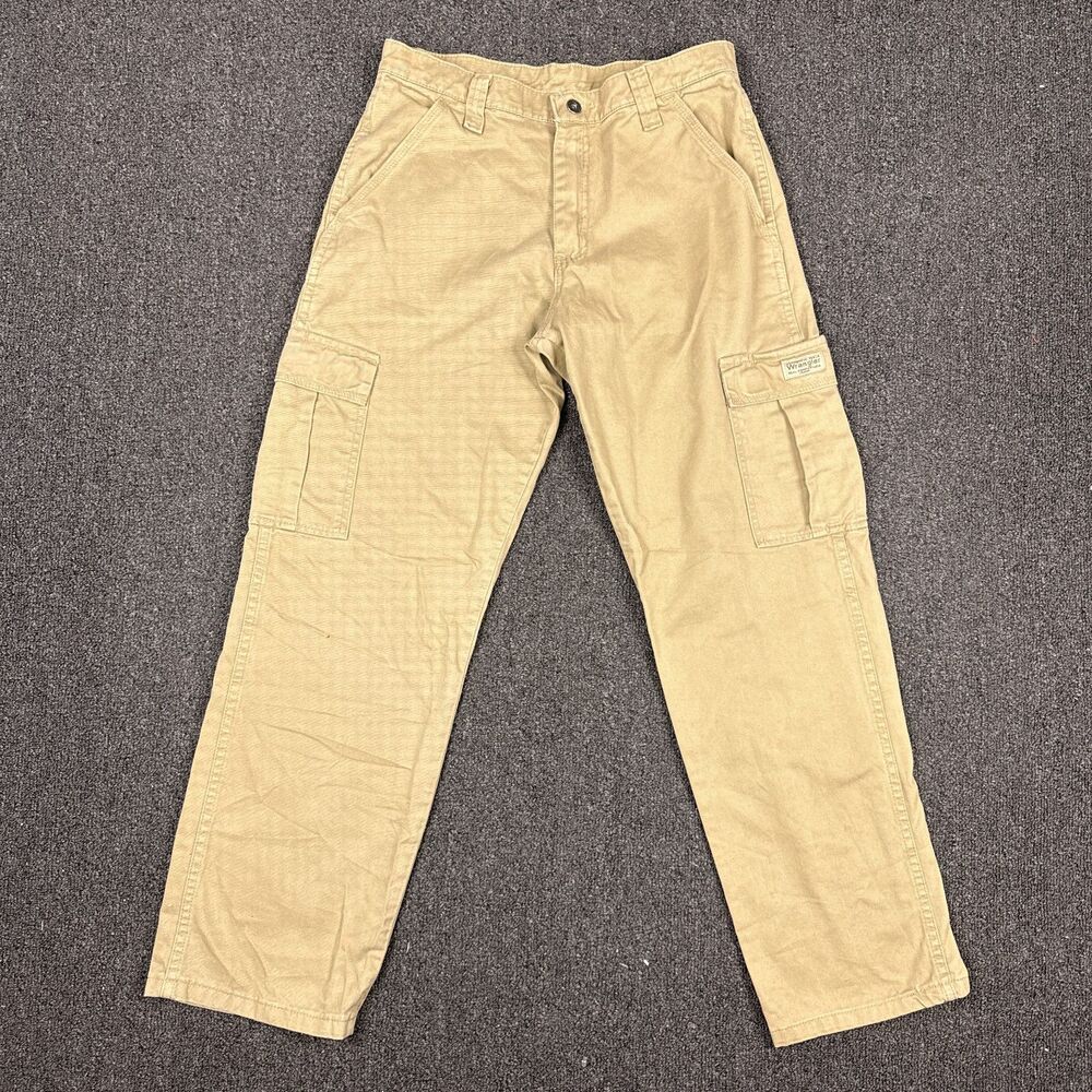 Wrangler Mens Cargo Pants Khaki Tan Relaxed Fit Utility Work Cotton Size 30x30